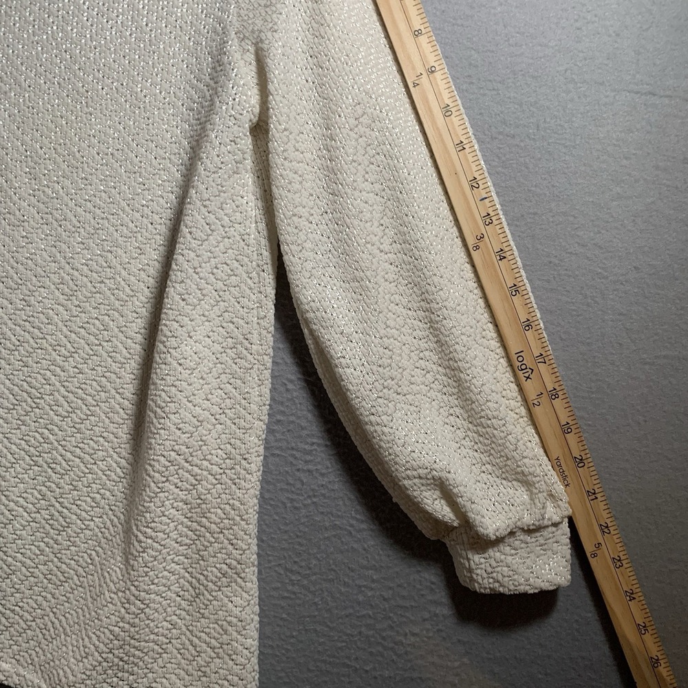 Puff Sleeve Boat Neck Top Cream Sweater Perfect Peach Boutique Size M - Picture 4 of 6